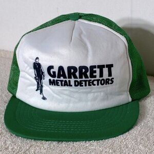 Vintage Garrett Metal Detectors Green Mesh Snap Back Trucker Hat